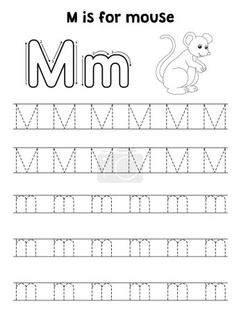 Illustration for A cute and funny tracing page of a Mouse. Provides hours of tracing fun for children. To trace, this page is very easy. Suitable for little kids and toddlers. - Royalty Free Image