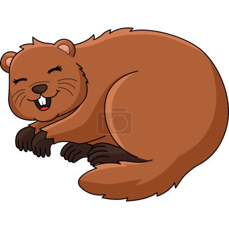 Illustration for This cartoon clipart shows a Groundhog Hibernating illustration. - Royalty Free Image