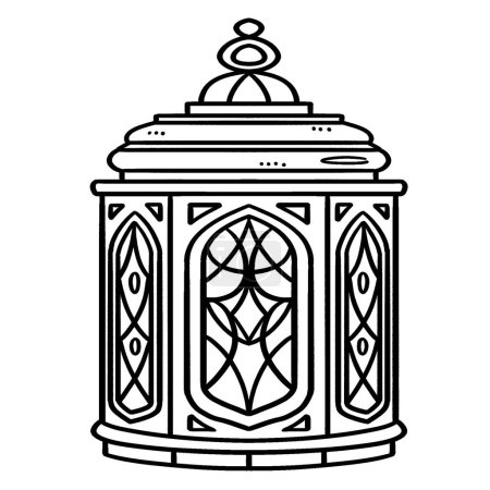 Illustration for A cute and funny coloring page of a Ramadan Lantern. Provides hours of coloring fun for children. Color, this page is very easy. Suitable for little kids and toddlers. - Royalty Free Image