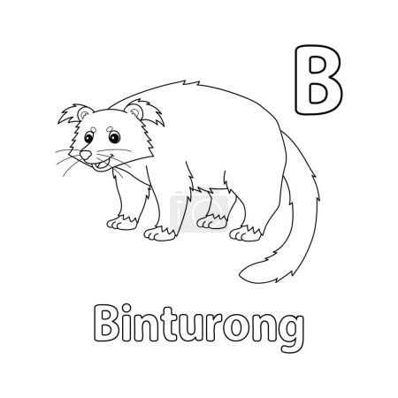 Illustration for This ABC vector image shows a Binturong Animal coloring page. It is isolated on a white background. Perfect for children and elementary school students to learn the alphabet and all its letters. - Royalty Free Image