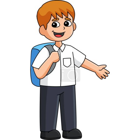 Illustration for This cartoon clipart shows a 100th Day Of School Student with Bag illustration. - Royalty Free Image