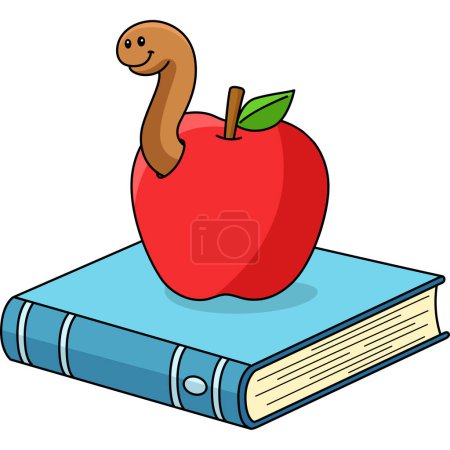 Illustration for This cartoon clipart shows a Book with Apple illustration. - Royalty Free Image