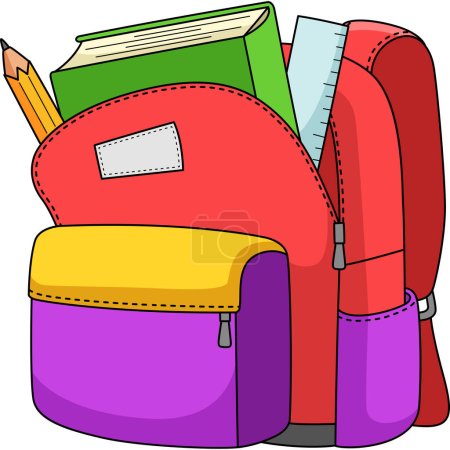 Illustration for This cartoon clipart shows a 100th Day Of School Bag illustration. - Royalty Free Image