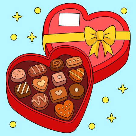 Dieses Cartoon-Cliparts zeigt eine Valentinstag Schokoladenherz Illustration.