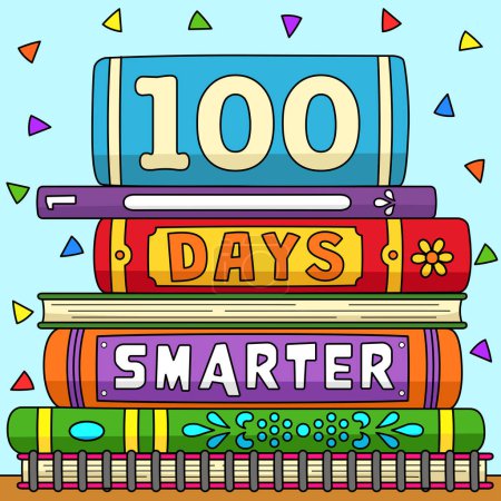 Illustration for This cartoon clipart shows a 100th Day Of School Smarter illustration. - Royalty Free Image