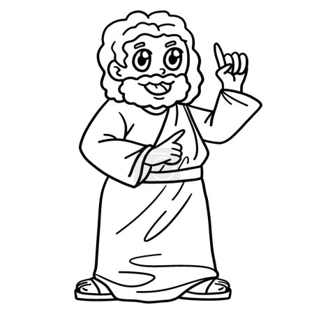 Illustration for A cute and funny coloring page of a Jesus Preaching. Provides hours of coloring fun for children. Color, this page is very easy. Suitable for little kids and toddlers. - Royalty Free Image
