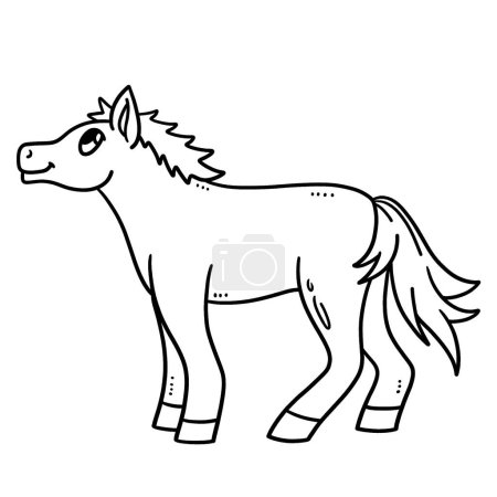 Illustration for A cute and funny coloring page of Baby Horse. Provides hours of coloring fun for children. Color, this page is very easy. Suitable for little kids and toddlers. - Royalty Free Image