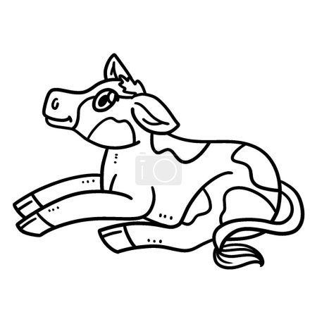 Ilustración de A cute and funny coloring page of Baby Cow. Provides hours of coloring fun for children. Color, this page is very easy. Suitable for little kids and toddlers. - Imagen libre de derechos