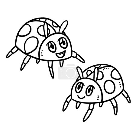 Illustration for A cute and funny coloring page of Baby Ladybug. Provides hours of coloring fun for children. Color, this page is very easy. Suitable for little kids and toddlers. - Royalty Free Image