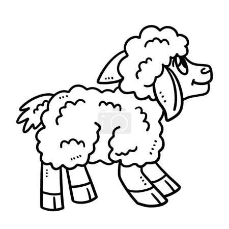 Illustration for A cute and funny coloring page of lamb. Provides hours of coloring fun for children. Color, this page is very easy. Suitable for little kids and toddlers. - Royalty Free Image