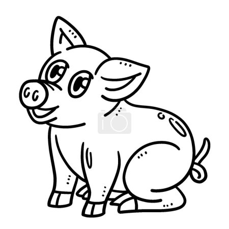 Téléchargez les illustrations : A cute and funny coloring page of Baby Pig. Provides hours of coloring fun for children. Color, this page is very easy. Suitable for little kids and toddlers. - en licence libre de droit