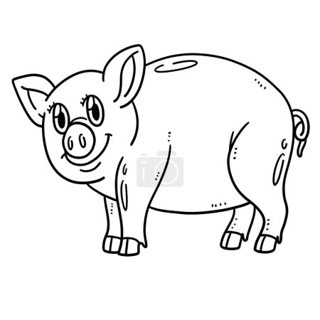Ilustración de A cute and funny coloring page of Mother Pig. Provides hours of coloring fun for children. Color, this page is very easy. Suitable for little kids and toddlers. - Imagen libre de derechos