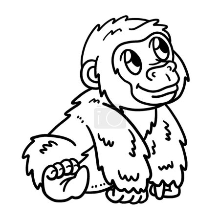 Illustration pour A cute and funny coloring page of Baby Gorilla. Provides hours of coloring fun for children. Color, this page is very easy. Suitable for little kids and toddlers. - image libre de droit