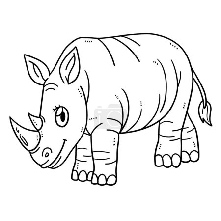 Illustration for A cute and funny coloring page of Mother Rhino. Provides hours of coloring fun for children. Color, this page is very easy. Suitable for little kids and toddlers. - Royalty Free Image