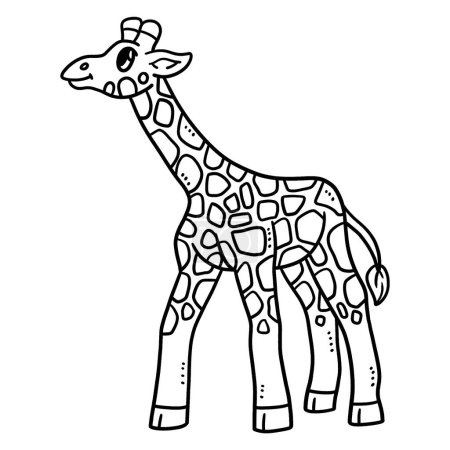Illustration pour A cute and funny coloring page of Baby Giraffe. Provides hours of coloring fun for children. Color, this page is very easy. Suitable for little kids and toddlers. - image libre de droit