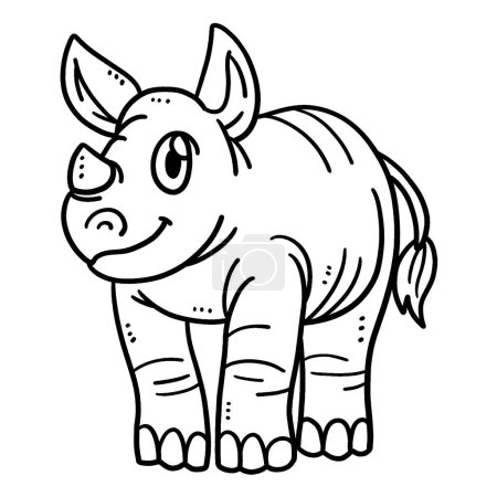 Illustration for A cute and funny coloring page of Baby Rhino. Provides hours of coloring fun for children. Color, this page is very easy. Suitable for little kids and toddlers. - Royalty Free Image