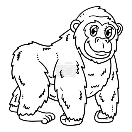 Ilustración de A cute and funny coloring page of Mother Gorilla. Provides hours of coloring fun for children. Color, this page is very easy. Suitable for little kids and toddlers. - Imagen libre de derechos