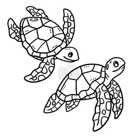 Illustration pour A cute and funny coloring page of Baby Turtle. Provides hours of coloring fun for children. Color, this page is very easy. Suitable for little kids and toddlers. - image libre de droit