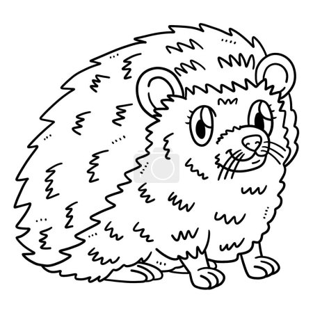 Illustration pour A cute and funny coloring page of Mother Hedgehog. Provides hours of coloring fun for children. Color, this page is very easy. Suitable for little kids and toddlers. - image libre de droit