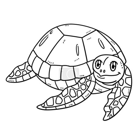 Ilustración de A cute and funny coloring page of Mother Turtle. Provides hours of coloring fun for children. Color, this page is very easy. Suitable for little kids and toddlers. - Imagen libre de derechos