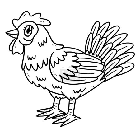 Ilustración de A cute and funny coloring page of Mother Chicken. Provides hours of coloring fun for children. Color, this page is very easy. Suitable for little kids and toddlers. - Imagen libre de derechos