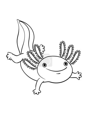 A cute and funny coloring page of Axolotl. Provides hours of coloring fun for children. Color, this page is very easy. Suitable for little kids and toddlers.