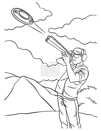Téléchargez les illustrations : A cute and funny coloring page of Skeet Shooting. Provides hours of coloring fun for children. Color, this page is very easy. Suitable for little kids and toddlers. - en licence libre de droit