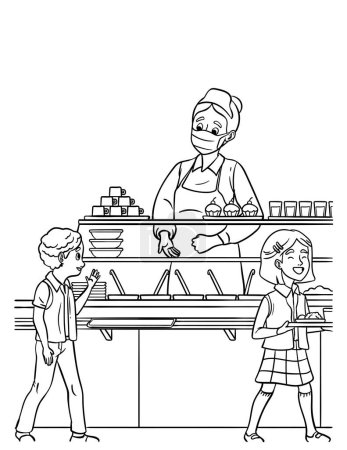Téléchargez les illustrations : A cute and funny coloring page of Lunch Lady. Provides hours of coloring fun for children. Color, this page is very easy. Suitable for little kids and toddlers. - en licence libre de droit