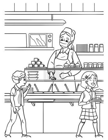 Téléchargez les illustrations : A cute and funny coloring page of Lunch Lady. Provides hours of coloring fun for children. Color, this page is very easy. Suitable for little kids and toddlers. - en licence libre de droit