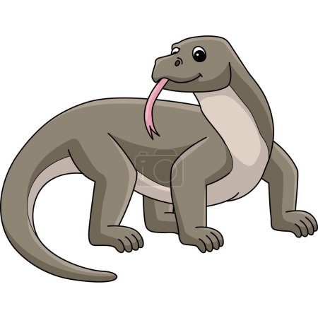 This cartoon clipart shows a Komodo Dragon Animal illustration.