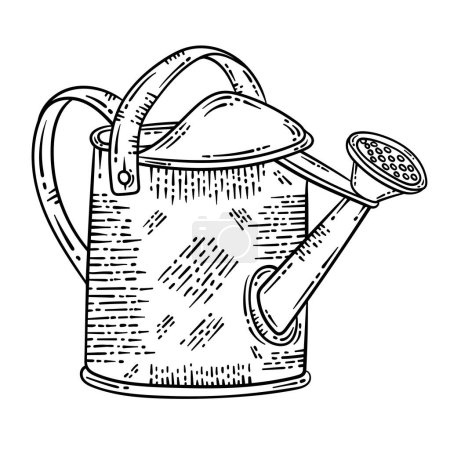 Illustration for A cute and beautiful coloring page of a watering can. Provides hours of coloring fun for adults. - Royalty Free Image