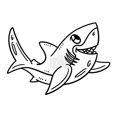Ilustración de A cute and funny coloring page of a Baby Great White Shark. Provides hours of coloring fun for children. Color, this page is very easy. Suitable for little kids and toddlers. - Imagen libre de derechos