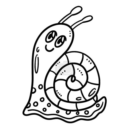 Illustration for A cute and funny coloring page of a Baby Snail. Provides hours of coloring fun for children. Color, this page is very easy. Suitable for little kids and toddlers. - Royalty Free Image