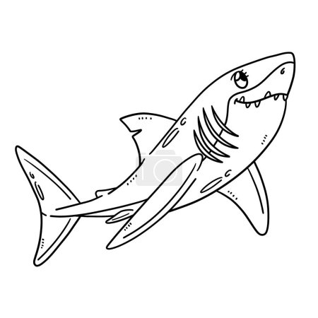 A cute and funny coloring page of a Mother Great White Shark. Provides hours of coloring fun for children. Color, this page is very easy. Suitable for little kids and toddlers.