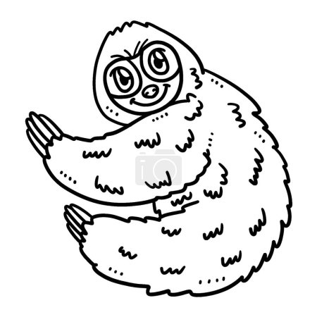 Téléchargez les illustrations : A cute and funny coloring page of a Baby Sloth. Provides hours of coloring fun for children. Color, this page is very easy. Suitable for little kids and toddlers. - en licence libre de droit