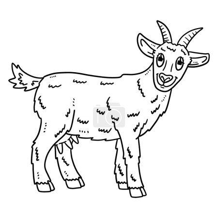 Illustration for A cute and funny coloring page of a Mother Goat. Provides hours of coloring fun for children. Color, this page is very easy. Suitable for little kids and toddlers. - Royalty Free Image