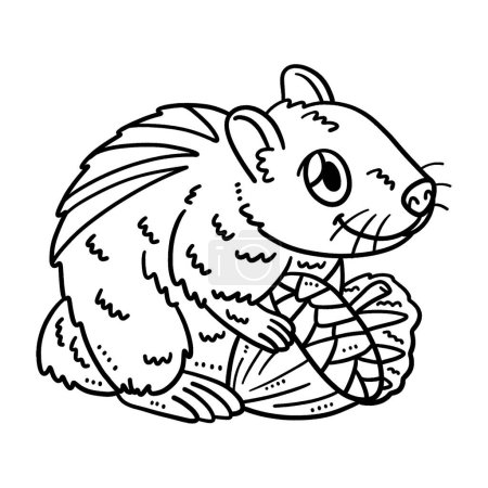 Illustration pour A cute and funny coloring page of a Baby Chipmunk. Provides hours of coloring fun for children. Color, this page is very easy. Suitable for little kids and toddlers. - image libre de droit