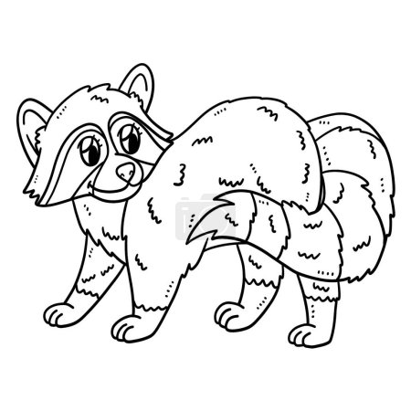 Illustration for A cute and funny coloring page of a Mother Racoon. Provides hours of coloring fun for children. Color, this page is very easy. Suitable for little kids and toddlers. - Royalty Free Image