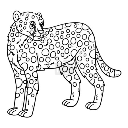 Illustration for A cute and funny coloring page of a Mother Cheetah. Provides hours of coloring fun for children. Color, this page is very easy. Suitable for little kids and toddlers. - Royalty Free Image