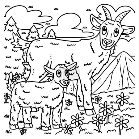 A cute and funny coloring page of a Mother Goat and Baby Goat. Provides hours of coloring fun for children. Color, this page is very easy. Suitable for little kids and toddlers.