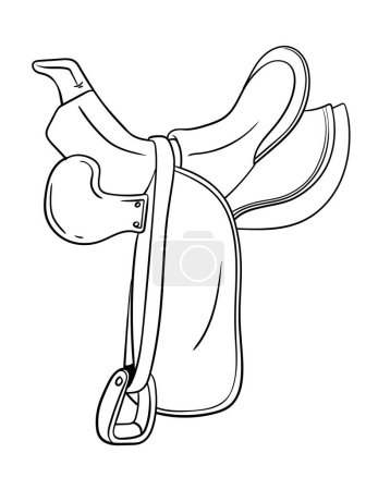 Illustration for A cute and funny coloring page of a Horse Riding Saddle. Provides hours of coloring fun for children. Color, this page is very easy. Suitable for little kids and toddlers. - Royalty Free Image