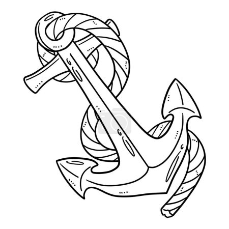 Illustration for A cute and funny coloring page of Sea Anchor. Provides hours of coloring fun for children. Color, this page is very easy. Suitable for little kids and toddlers. - Royalty Free Image