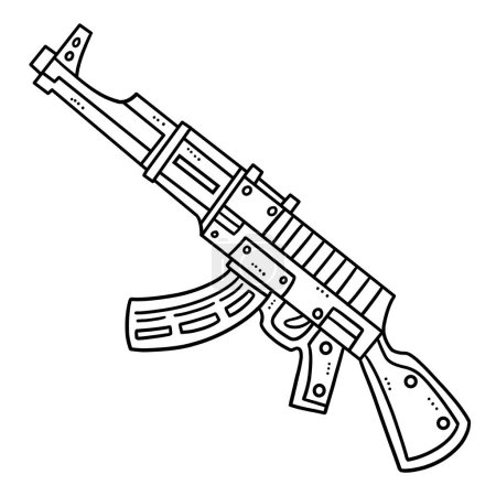 Téléchargez les illustrations : A cute and funny coloring page of Submachine Gun. Provides hours of coloring fun for children. Color, this page is very easy. Suitable for little kids and toddlers. - en licence libre de droit