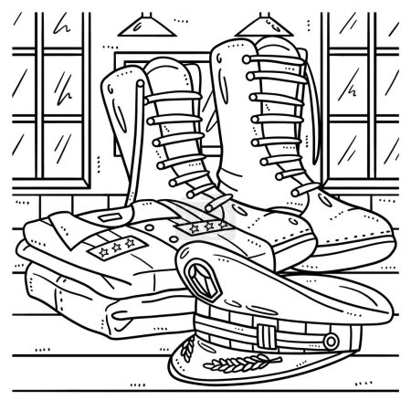 Illustration for A cute and funny coloring page of the Military Uniform. Provides hours of coloring fun for children. Color, this page is very easy. Suitable for little kids and toddlers. - Royalty Free Image