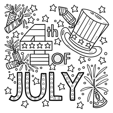 Illustration for A cute and funny coloring page for the 4th Of July. Provides hours of coloring fun for children. Color, this page is very easy. Suitable for little kids and toddlers. - Royalty Free Image
