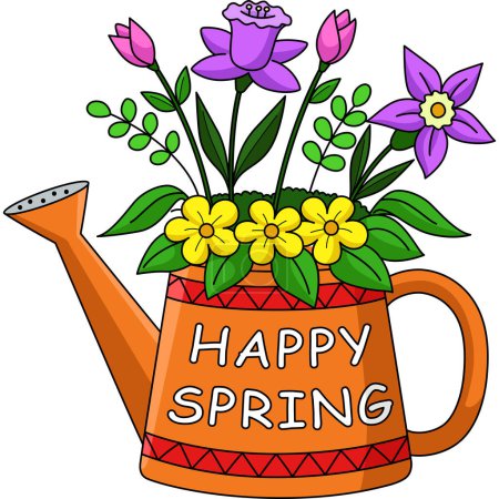 Illustration for This cartoon clipart shows a Happy Spring Flower illustration. - Royalty Free Image