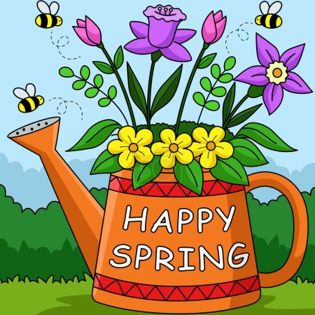 Illustration for This cartoon clipart shows a Happy Spring Flower illustration. - Royalty Free Image