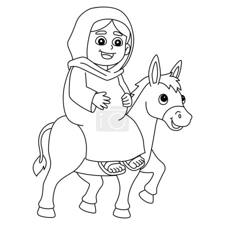 A cute and funny coloring page of Mary and the donkey. Provides hours of coloring fun for children. Color, this page is very easy. Suitable for little kids and toddlers.