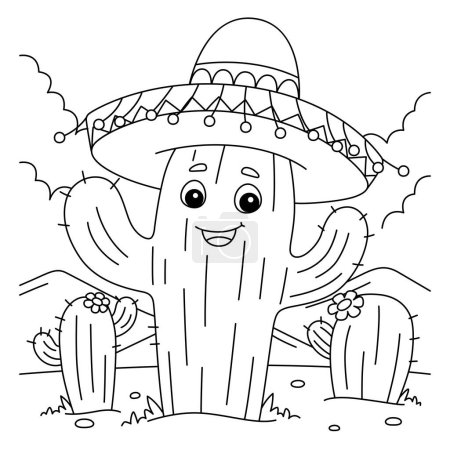 Téléchargez les illustrations : Une page à colorier mignonne et drôle d'un cactus. Fournit des heures de plaisir de coloration pour les enfants. Couleur cette page est très facile. Convient aux petits enfants et aux tout-petits. - en licence libre de droit