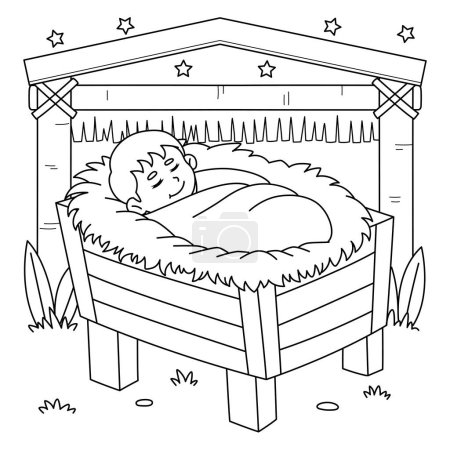 A cute and funny coloring page of baby Jesus. Provides hours of coloring fun for children. Color, this page is very easy. Suitable for little kids and toddlers.